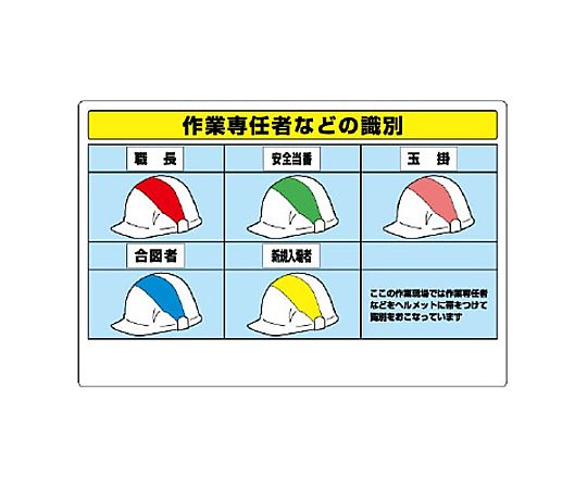 300x450mm ヘルメット識別標識 鮮やかな色の警告マークが中央に配置された標識