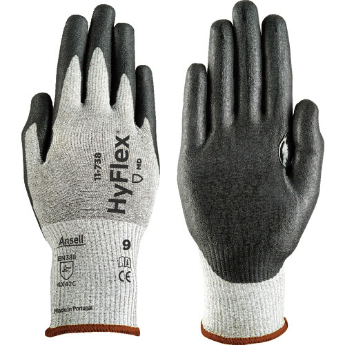 耐切創手袋 ﾊｲﾌﾚｯｸｽ 11-738 Lｻｲｽﾞ ｸﾞﾚｰ/ﾌﾞﾗｯｸ 1双画像