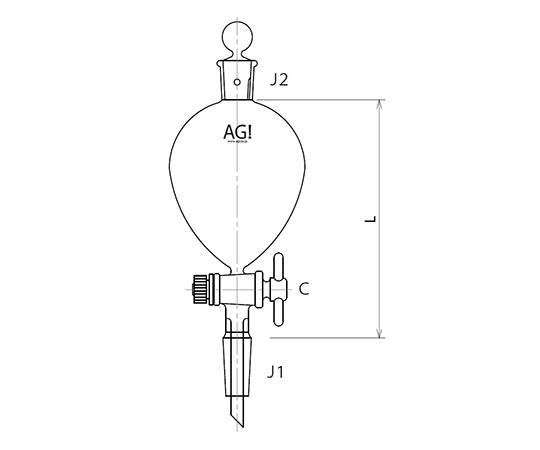 球形摺付分液ロート　ＰＴＦＥコック　１００mL画像