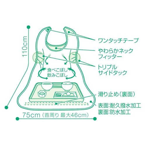 【介護/医療】食事用エプロン PH 食事用エプロン STネイビー 1枚入 オオサキメディカル 表面が滑らかで光沢のあるネイビー色の生地が見える状態