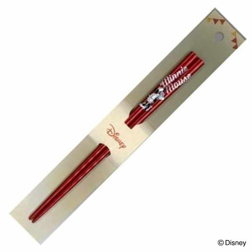 箸 21cm ミニーマウス木製 レッド画像