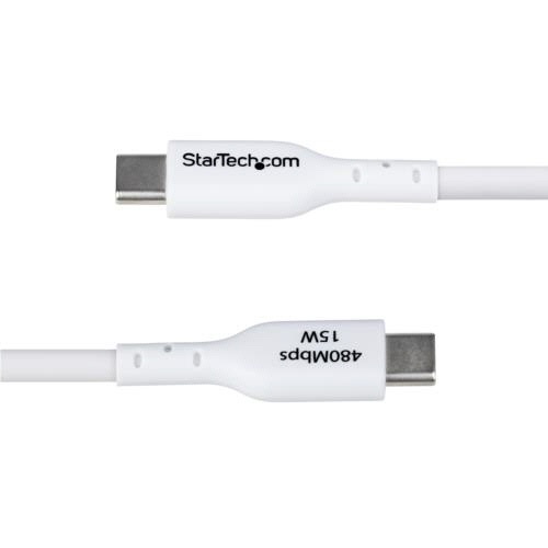 USB2.0ケーブル　Type　A(オス)-Type　C(オス)　3m　ホワイト　1本 ケーブルの先端がしっかりと見える、絡まっていない状態