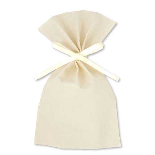 ソフトバッグベーシック2穴リボン巾着 S4 薄 ベージュ