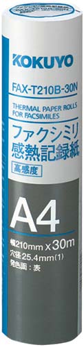 ＦＡＸ感熱記録紙Ａ４　３０ｍ　芯２５．４ｍｍ　６本画像