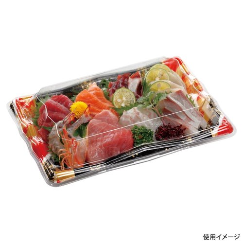 刺身容器 氷河30-20 本体 流華赤 エフピコ 流華赤のパッケージが横から見える状態