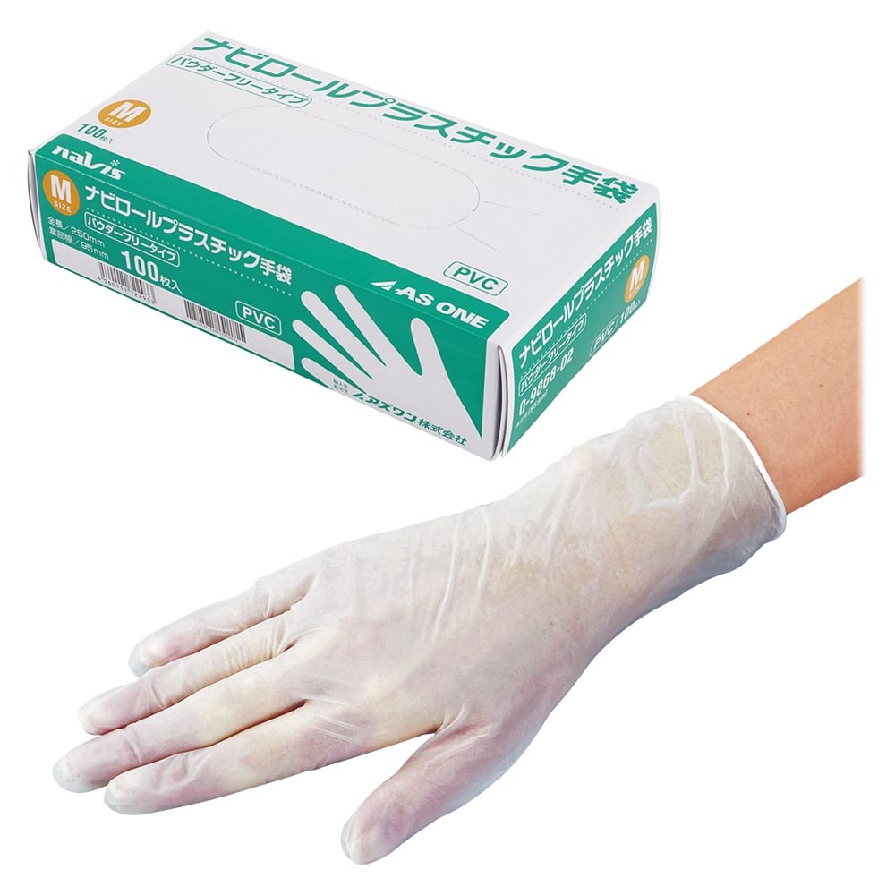 ナビロールプラスチック手袋　パウダー無　M 100入画像