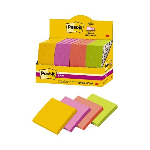 強粘着マルチカラー６　７５×７５　４色　１２冊画像