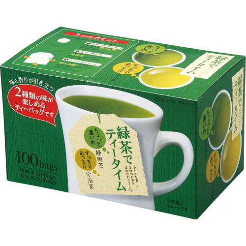緑茶でﾃｨｰﾀｲﾑ 静岡茶･宇治茶ｱｿｰﾄ 1箱(100ﾊﾞｯｸﾞ:各50ﾊﾞｯｸﾞ)画像