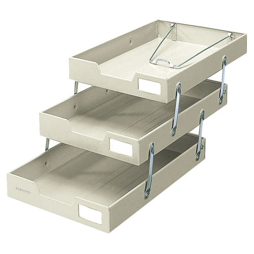 ｽﾁｰﾙﾄﾚｰ A4ﾀﾃ3段 ﾗｲﾄｸﾞﾚｰ 1個画像