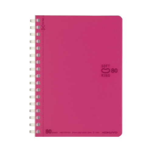 ソフトリングノート　ドット入Ｂ罫Ａ６　８０枚ピンク画像