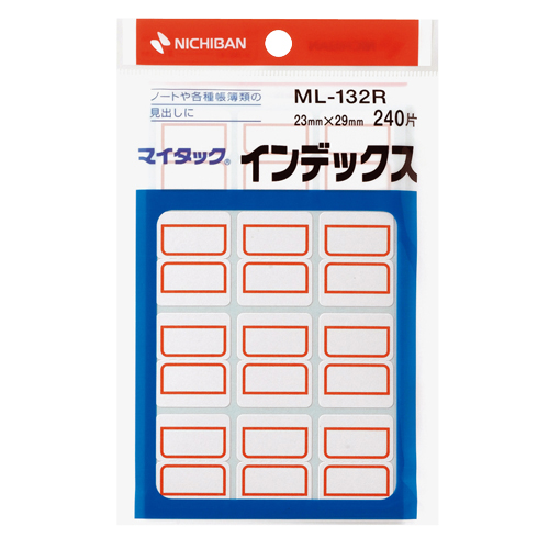 ﾏｲﾀｯｸ ｲﾝﾃﾞｯｸｽ 紙ﾗﾍﾞﾙ 中 23×29mm 赤枠 1ﾊﾟｯｸ(240片:12片×20ｼｰﾄ)画像