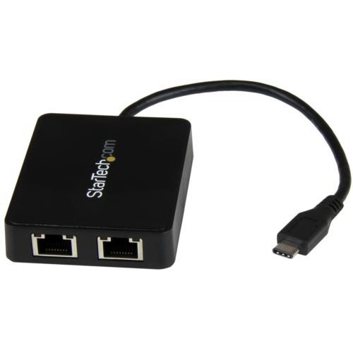 USB-C接続2ポートギガビット有線LAN変換アダプタ　ブラック　1個