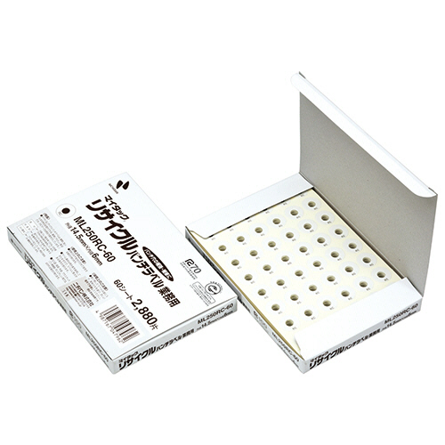 ﾏｲﾀｯｸ ﾘｻｲｸﾙﾊﾟﾝﾁﾗﾍﾞﾙ 外径14.5mm 業務用ﾊﾟｯｸ 1ﾊﾟｯｸ(2880片:48片×60ｼｰﾄ)画像