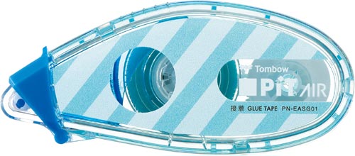 テープのりピットエアーミニ　ボーダーブルー×５画像