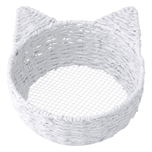 小物入れ　ねこかご　M　ペーパー　直径20×高さ8cm　ホワイト画像