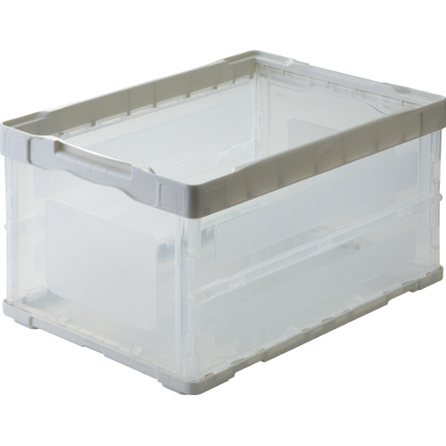 折りたたみｺﾝﾃﾅ 軽量ﾀｲﾌﾟ ﾌﾀなし 40L ﾎﾜｲﾄ/透明 1台