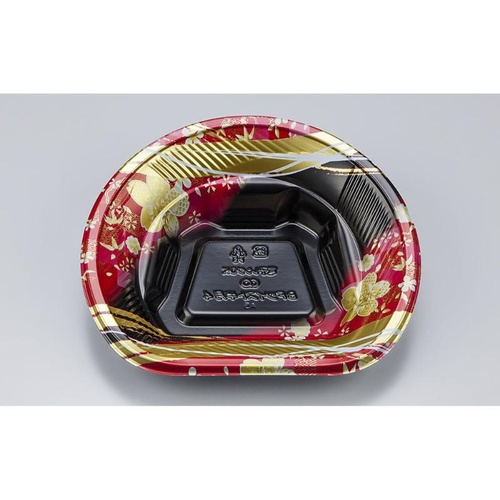 シーピー化成 どんぶり容器 BFツイスト半月4 春菜赤 本体画像