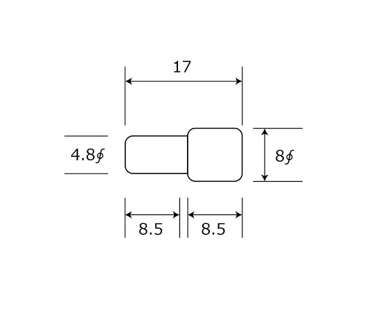 差込ダボ　5×8mm　10個入 パッケージから取り出された数個の差込ダボが整然と配置されている様子
