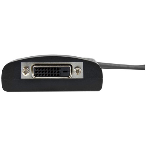 DisplayPort-DVIデュアルリンクアクティブ変換アダプタ37cmオス/メス2560×1600ブラック　1個 接続部分が手前にあり、ケーブル代わりに設置された状態