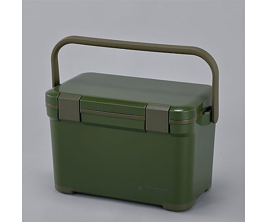 540x320x330mm/20L クーラーボックス クーラーボックスの上面が見える状態で、しっかりとしたハンドルが取り付けられている。