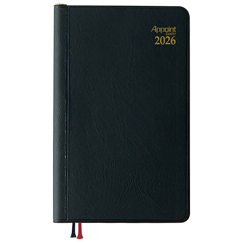 2026年版 Appoint ﾀﾞｲｱﾘｰ 1週間+横罫 鉛筆付 112×63mm ﾌﾞﾗｯｸ 1冊