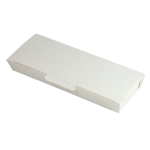 デリボックス 10-412FS SOUZAIBOX 29×11【weeco】 ヤマニパッケージ 白地に青い模様の箱が横向きに置かれ、両側に少し開いたフタが見える状態