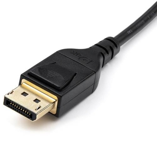 Mini　DisplayPort-DisplayPort　1.4　ケーブル　2m　4K120Hz　ブラック　1本 ケーブルの両端が見える状態で、黒い被覆が施されている