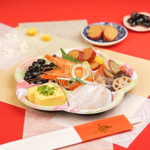 割箸 祝箸 紅白 5P(9寸)セットJAN付 マスキ 色鮮やかな紅白の祝箸が平らに並べられた状態