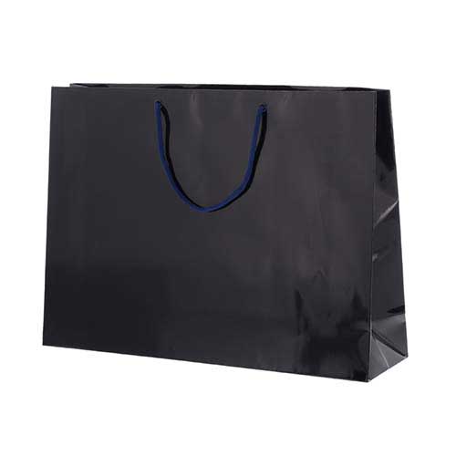 手提げ紙袋（ネイビー ツヤあり・PP紐・幅450×マチ120×高さ330mm）画像