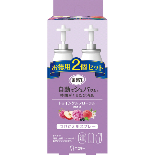 消臭力 自動でｼｭﾊﾟｯと ﾄｩｲﾝｸﾙﾌﾛｰﾗﾙの香り つけかえ用 1ﾊﾟｯｸ(2個)画像