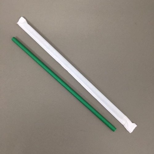 ドリンク資材 ペーパーストロー6×210緑無地紙包装 羽柴化成工業画像