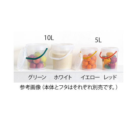 ポリプロペール 5L 本体 レッド 赤い容器が前面に大きく写り、取っ手が付いている様子