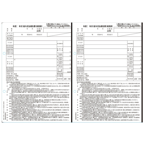 給与支払報告書(総括表) A4判ｶｯﾄ紙 1冊(50枚)画像