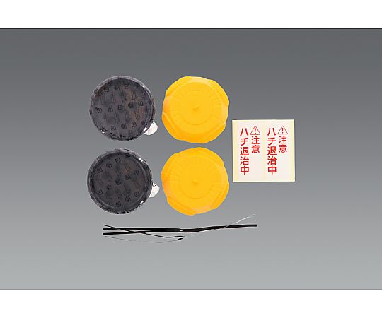 スズメバチ駆除剤(ハチの巣コロリ/2個) 商品のパッケージが斜め上から見える状態、開封されて中身の個数が確認できる様子。