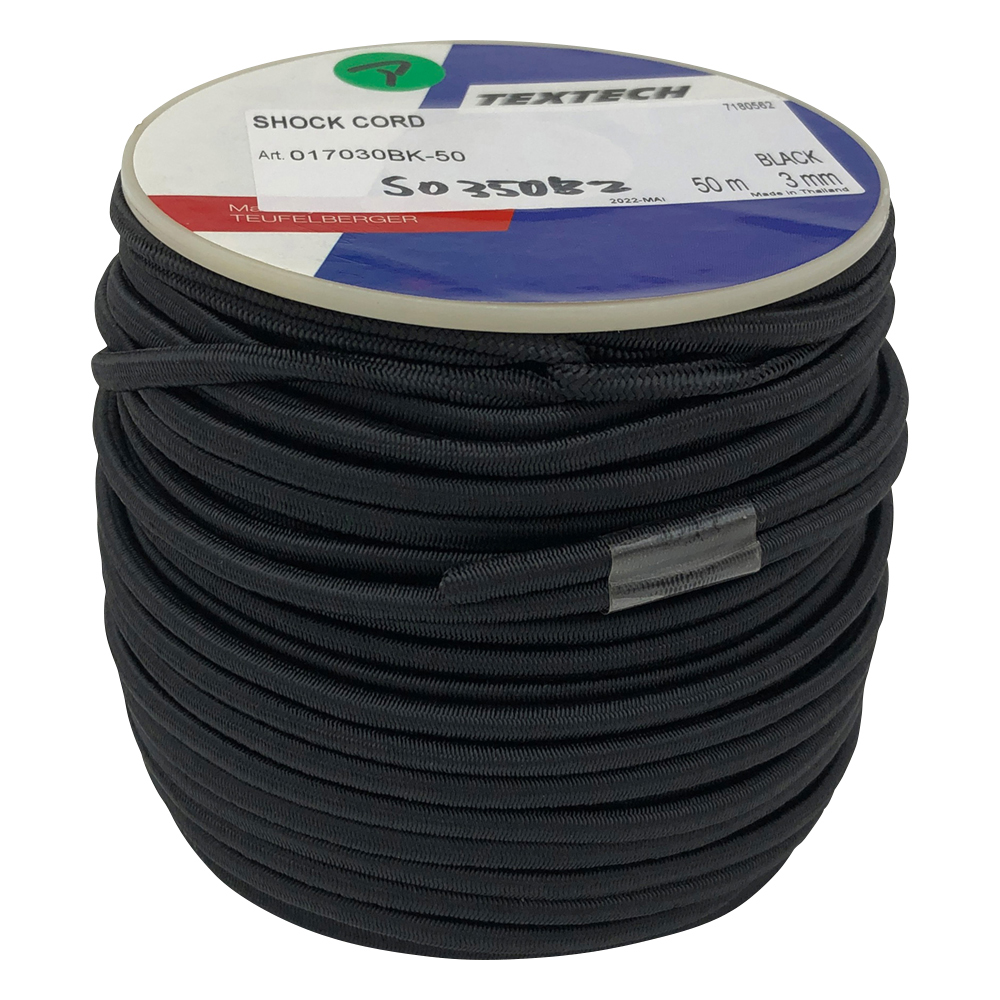 ショックコード　50m巻　黒　Φ3mm画像