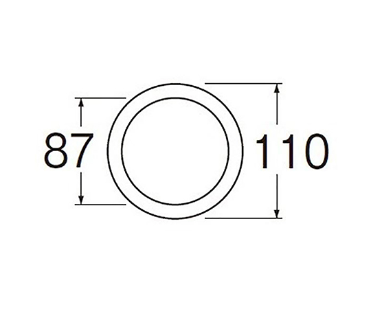 流し排水栓取付パッキン　110mm 円形のパッキンが真上から撮影された状態、周囲には白い輪郭がはっきりと見える。