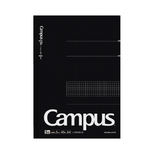 キャンパスノートＡ４　５ｍｍ方眼罫　４０枚　黒×５画像