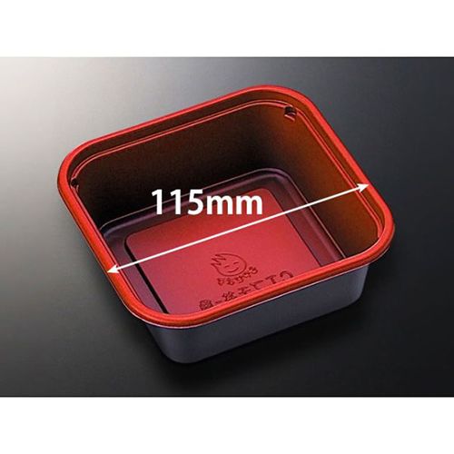 中央化学 どんぶり容器 CT プチ丼 角 赤-BK 本体画像