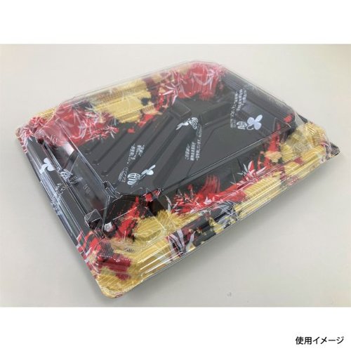 弁当容器 BFNアルバ8S-1平 みお赤B本体 シーピー化成 鮮やかな赤色の弁当容器が平置きされた様子