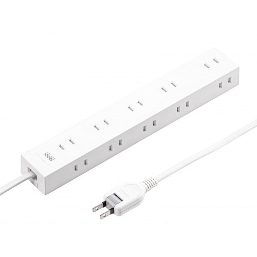 電源タップ(強力ネオジムマグネット・シャッター付)　2P・10個口　ホワイト　5m　1個画像