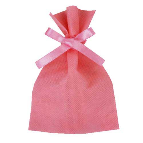 ソフトバッグベーシック 2穴リボン巾着 S1 薄 ピーチピンク画像