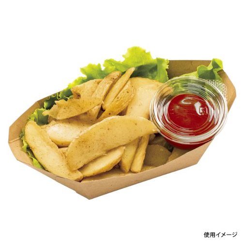 紙トレー たこふね6PUB(PP) 北原産業 透明な素材で作られた、整然とした横並びのトレーが見える状態