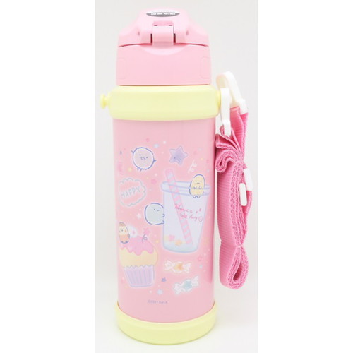 水筒　ダイレクトステンレスボトル　すみっコぐらし　800ml 明るい色合いのデザインで側面にはキャラクターがプリントされている状態