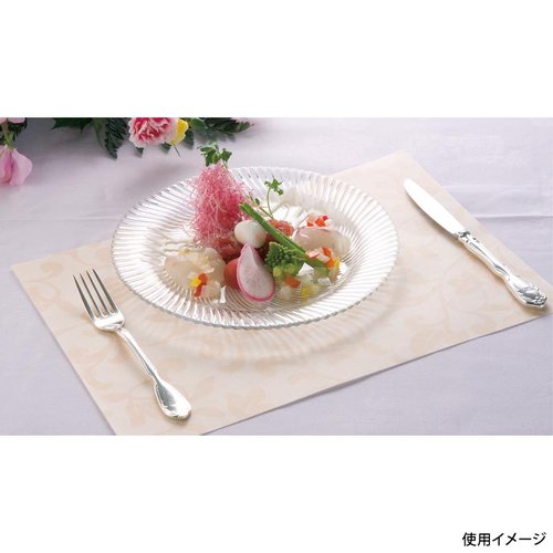 テーブルマット アイビー(M)ピンク洋紙 (100枚入) アーテック パッケージが横向きに配置され、表面には淡いピンクのデザインが広がっている。