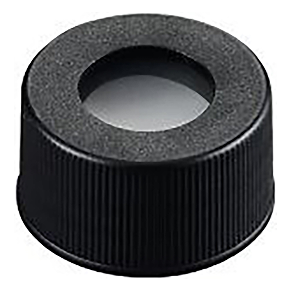 シリンジバイアル用穴あき黒キャップ（3mmセプタム付）　100個入画像