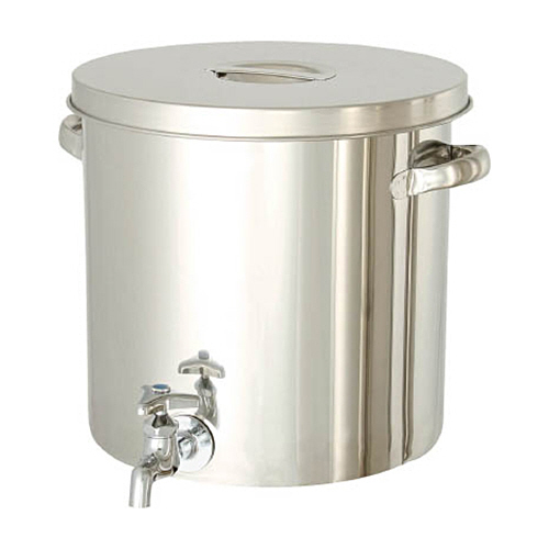 ステンレスタンク　ストレート貯蔵用タンク(フタ付・蛇口付)　20L　1個