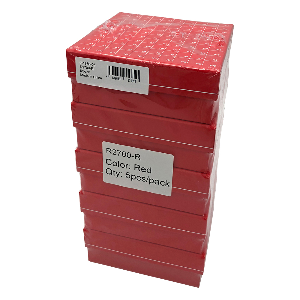 ヒンジ開閉フリーザーボックス（10×10）　赤　5個入画像