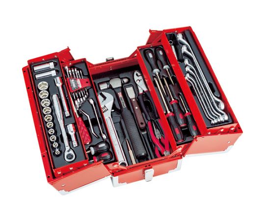整備用工具セット ツールセット（オートメカニック用） レッド 56点セット画像