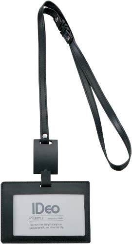 吊下げ名札革製名刺ＩＤカード用ヨコ型黒３個パック画像