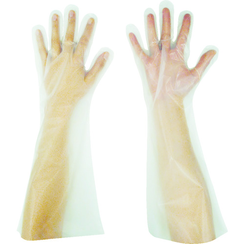 東京パック　エンボス手袋ロング五本絞り　クリア　Ｓ　（５０枚入）画像